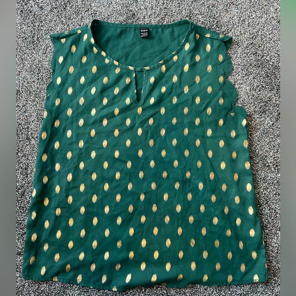 Green Dress with Gold Polka Dots